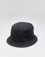 Vintage Stussy Black Canvas Stock Logo Embroidered Bucket Hat - M