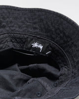 Vintage Stussy Black Canvas Stock Logo Embroidered Bucket Hat - M