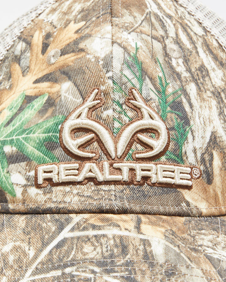 Vintage Y2K 00s Realtree Embroidered Camo Trucker Hat - OS