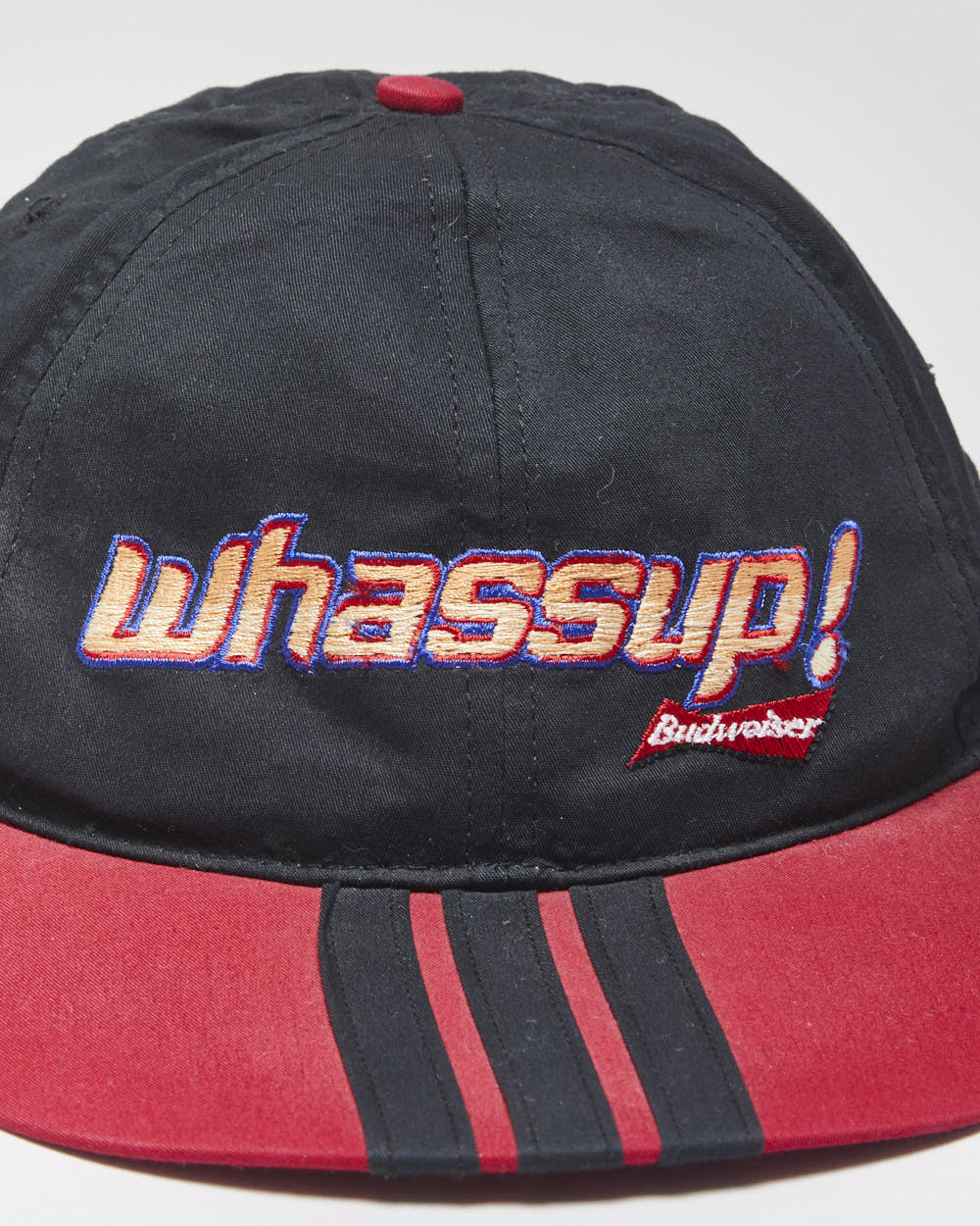 DS Vintage 1990s Budweiser Whassup! Leather Strap Flat Brim Baseball Cap - OS