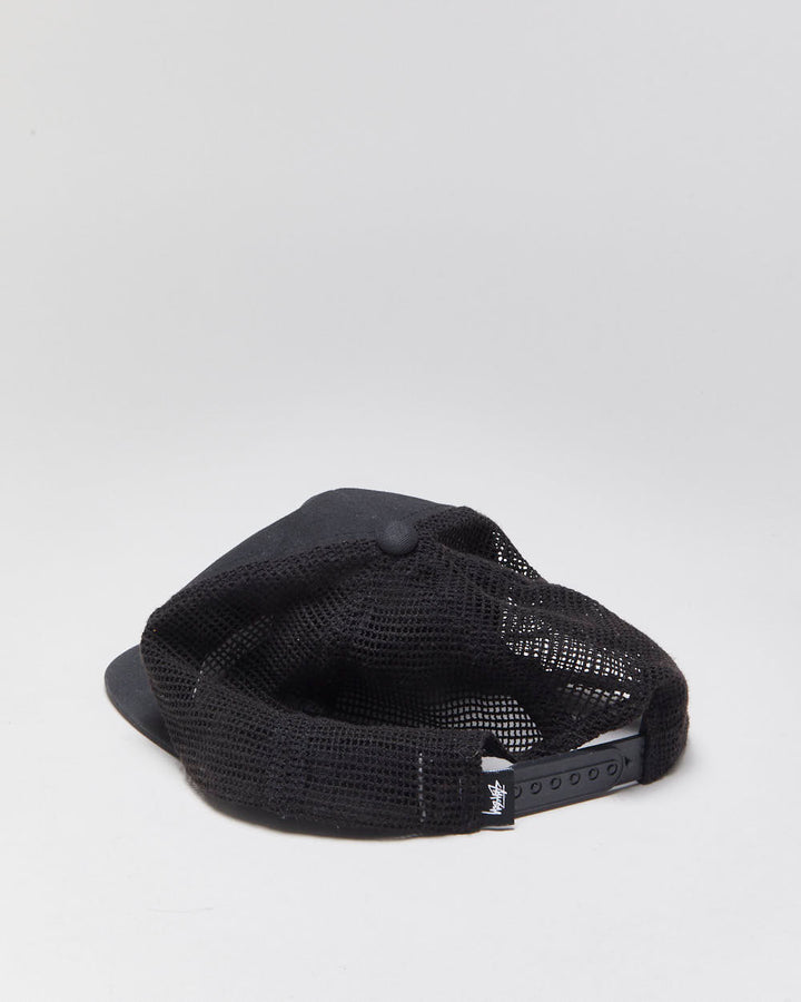 Vintage Stussy Embroidered Rope Peak Flat Brim Trucker Hat - OS