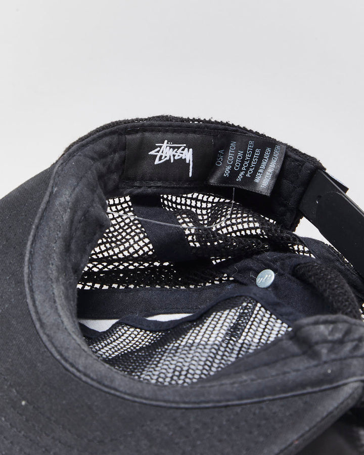 Vintage Stussy Embroidered Rope Peak Flat Brim Trucker Hat - OS