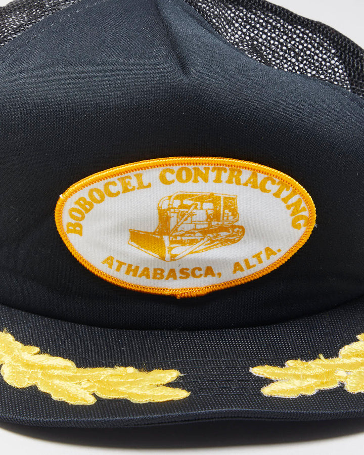 DS Vintage 1980s Bobocel Contracting Embroidered Golf Leaf Flat Brim Trucker Hat - OS