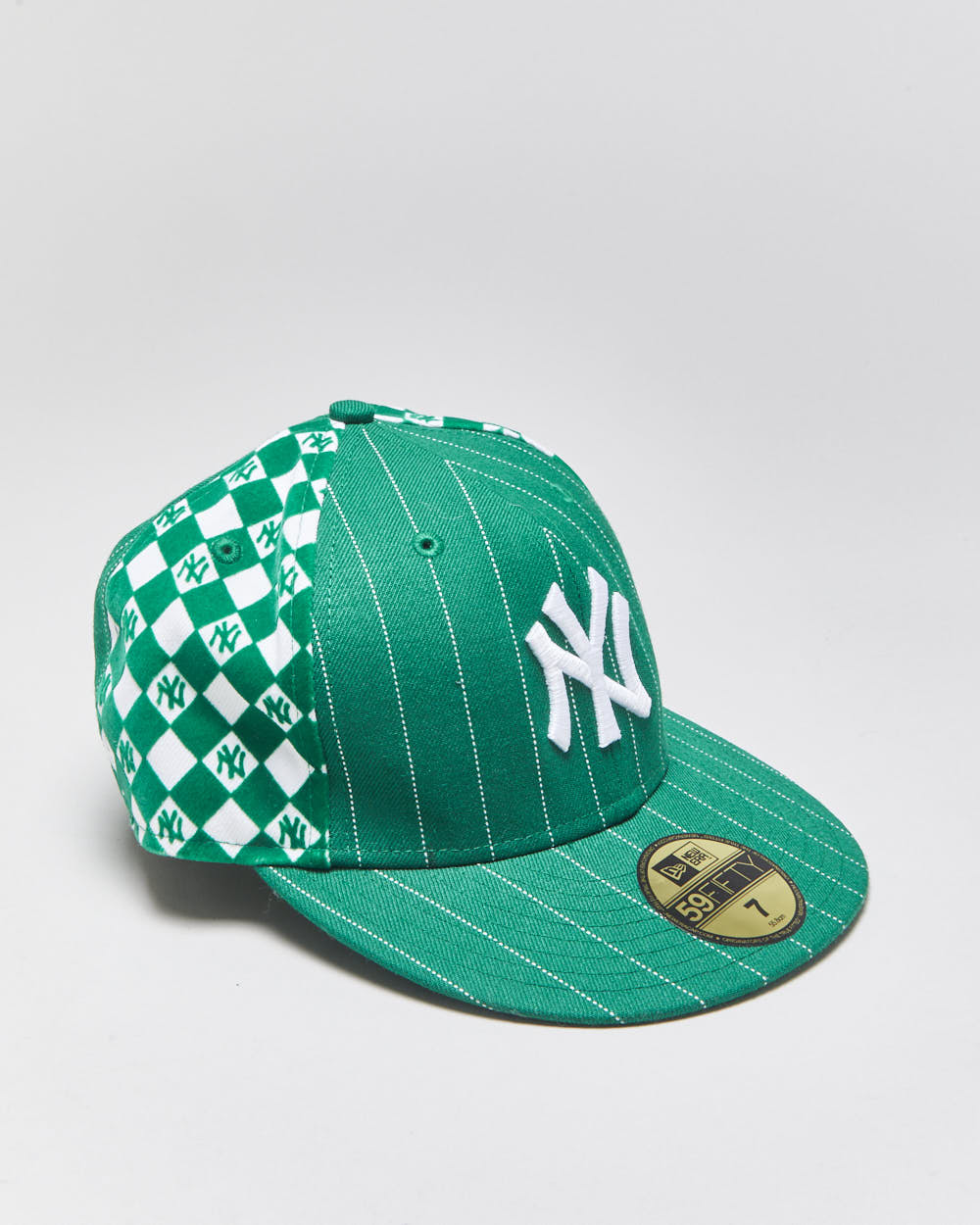 Vintage Y2K 00s New Era 59Fifty NY Yankees Pinstripe Felt Checkerboard Wool MLB Fitted Baseball Cap - 7