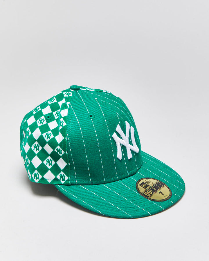 Vintage Y2K 00s New Era 59Fifty NY Yankees Pinstripe Felt Checkerboard Wool MLB Fitted Baseball Cap - 7