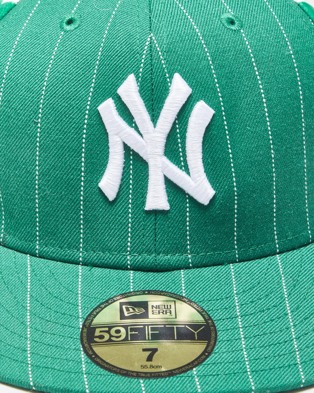 Vintage Y2K 00s New Era 59Fifty NY Yankees Pinstripe Felt Checkerboard Wool MLB Fitted Baseball Cap - 7