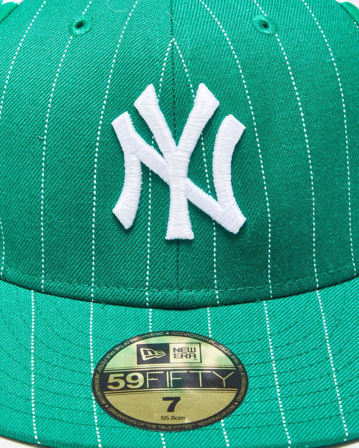 Vintage Y2K 00s New Era 59Fifty NY Yankees Pinstripe Felt Checkerboard Wool MLB Fitted Baseball Cap - 7