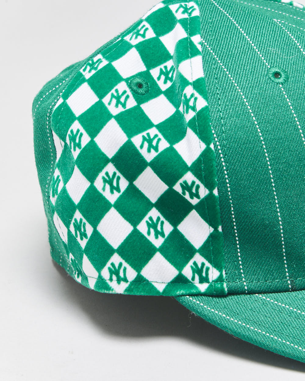Vintage Y2K 00s New Era 59Fifty NY Yankees Pinstripe Felt Checkerboard Wool MLB Fitted Baseball Cap - 7