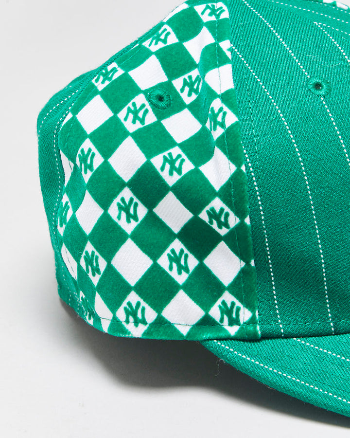Vintage Y2K 00s New Era 59Fifty NY Yankees Pinstripe Felt Checkerboard Wool MLB Fitted Baseball Cap - 7