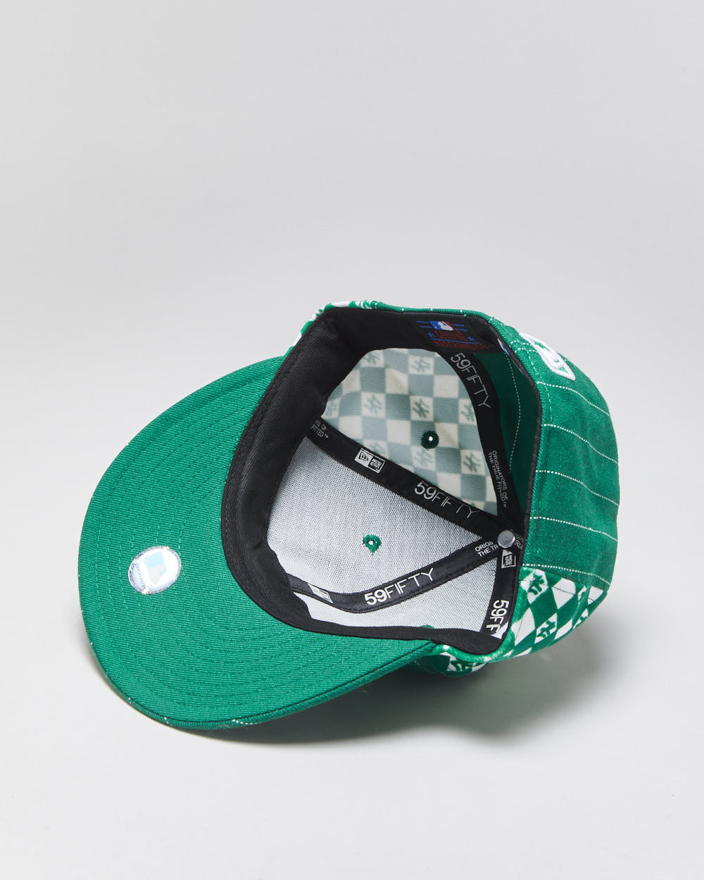 Vintage Y2K 00s New Era 59Fifty NY Yankees Pinstripe Felt Checkerboard Wool MLB Fitted Baseball Cap - 7