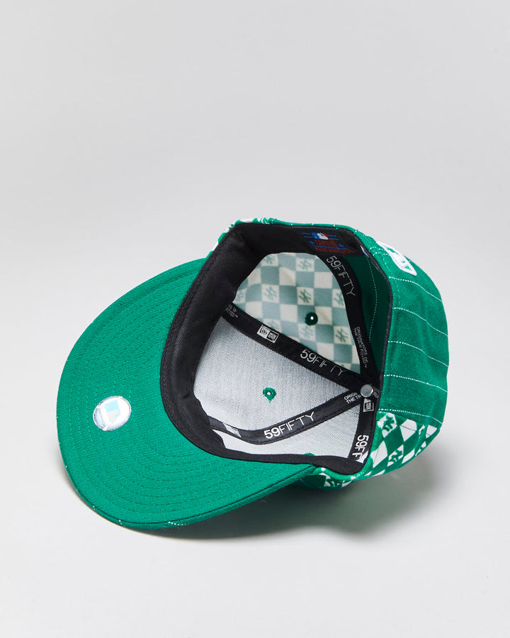 Vintage Y2K 00s New Era 59Fifty NY Yankees Pinstripe Felt Checkerboard Wool MLB Fitted Baseball Cap - 7