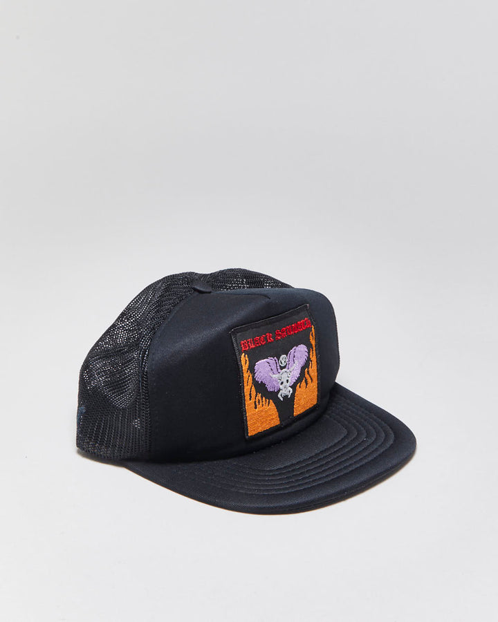 DS Vintage 1984 Black Sabbath Hell Patch Flat Brim Trucker Hat - OS