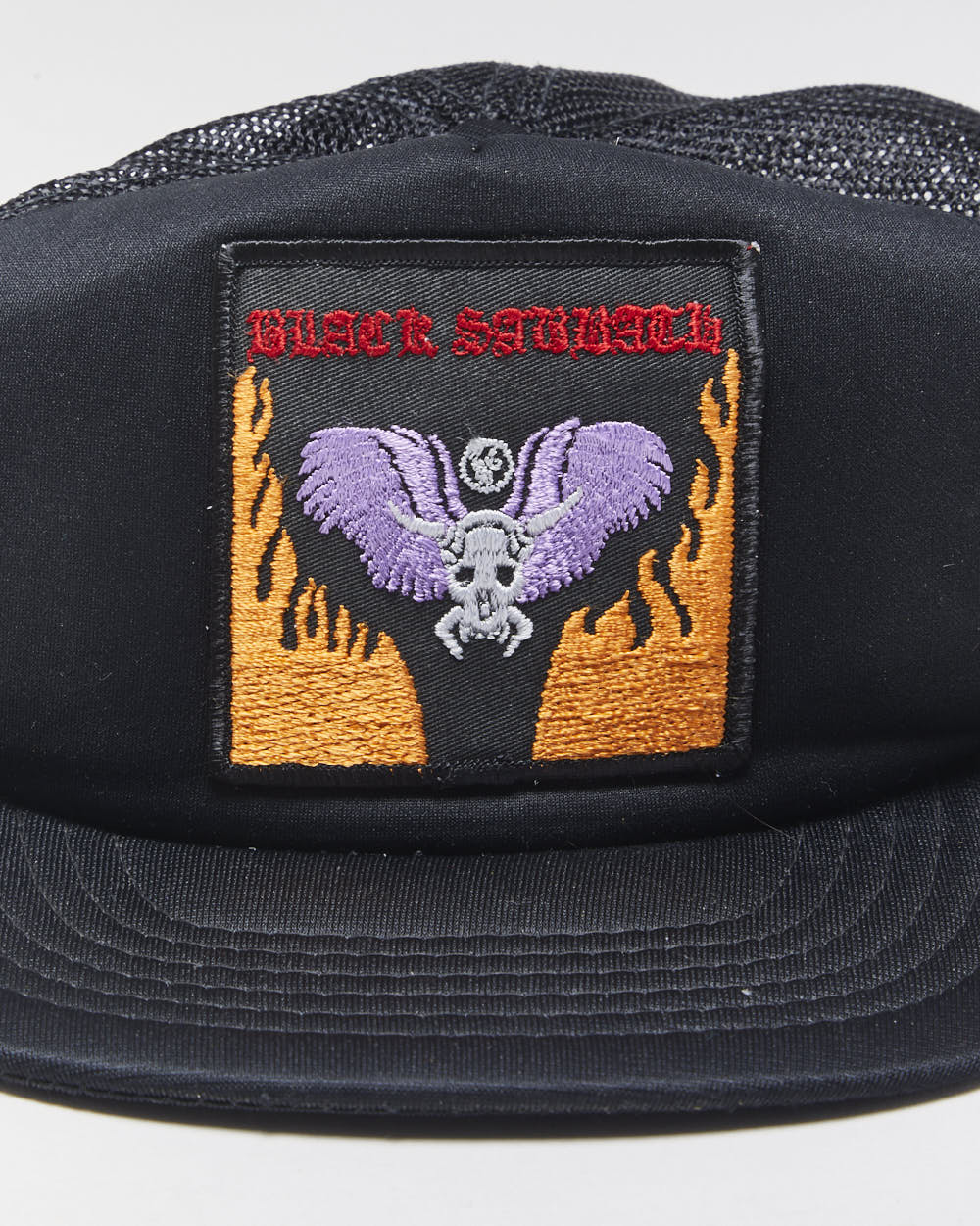 DS Vintage 1984 Black Sabbath Hell Patch Flat Brim Trucker Hat - OS
