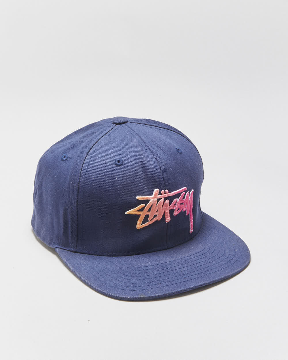 Vintage Stussy Colour Stock Embroidered Flat Brim Snapback - OS