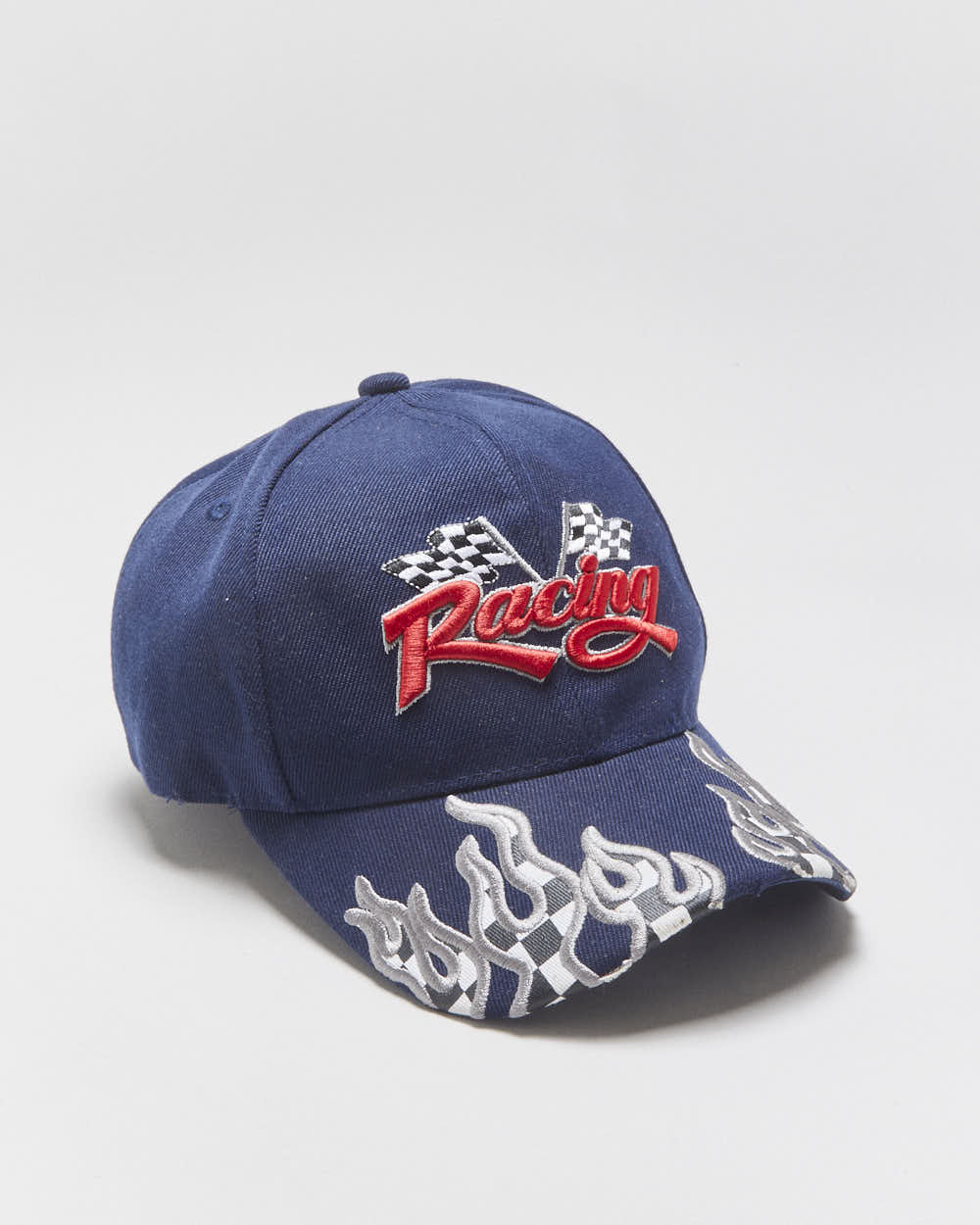 Vintage Y2K 00s Embroidered Racing Flame Velcro Baseball Cap - OS