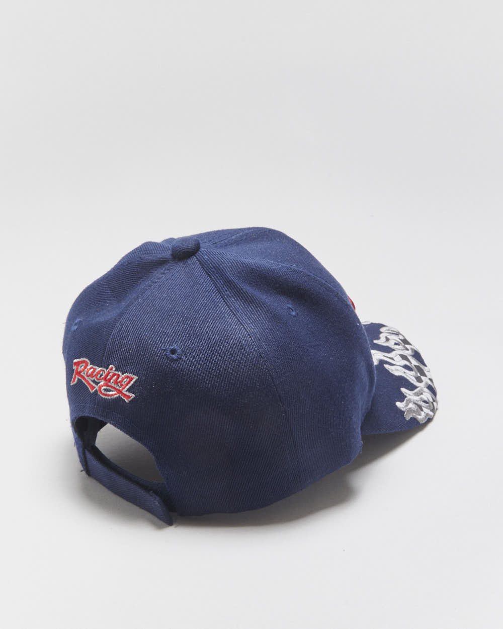 Vintage Y2K 00s Embroidered Racing Flame Velcro Baseball Cap - OS