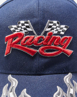 Vintage Y2K 00s Embroidered Racing Flame Velcro Baseball Cap - OS