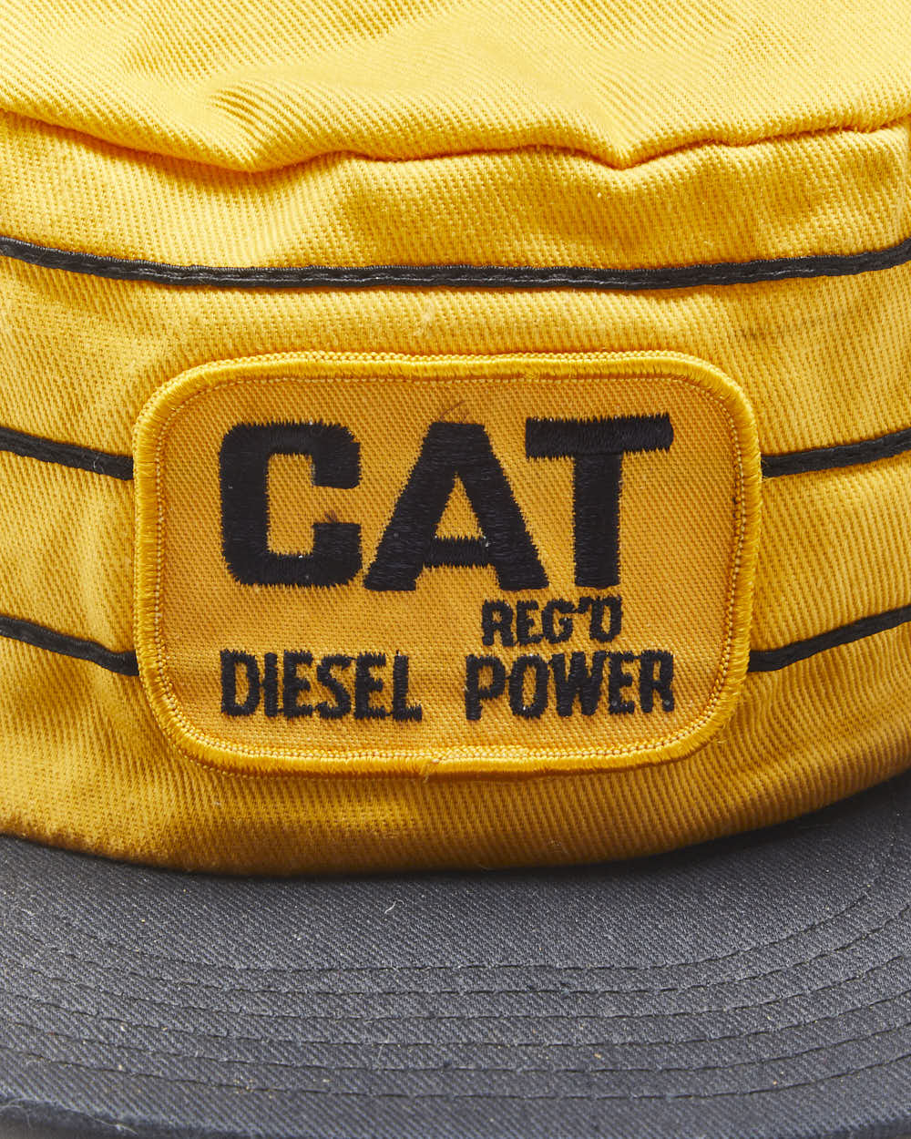 Vintage 1970s CAT Diesel Power Canvas Patch Made In Canada Flat Brim Trucker Hat - OS