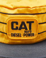 Vintage 1970s CAT Diesel Power Canvas Patch Made In Canada Flat Brim Trucker Hat - OS