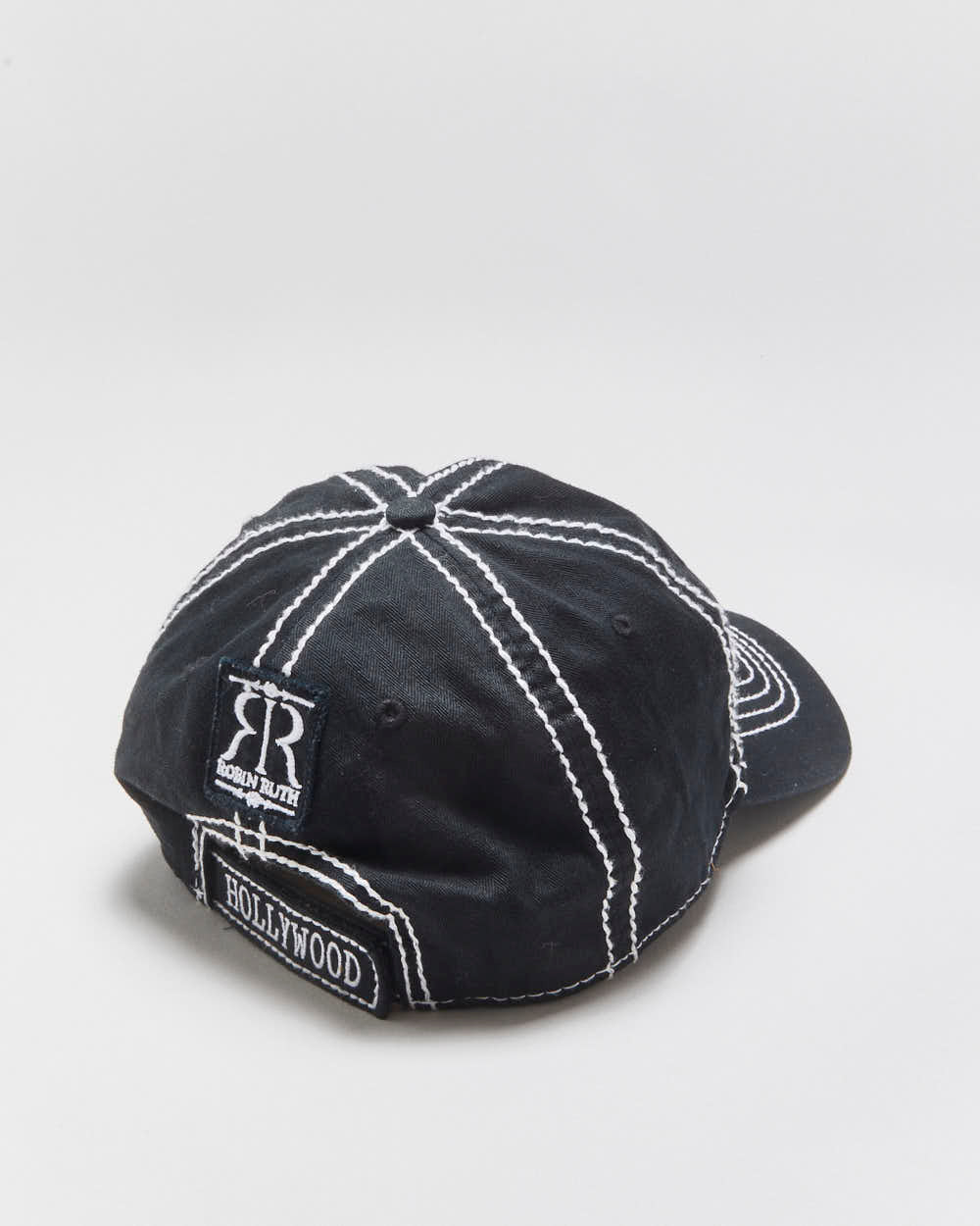Vintage Y2K 00s Robin Roth Embroidered Contrast Stitch Diamante Embellished Velcro Baseball Cap - OS