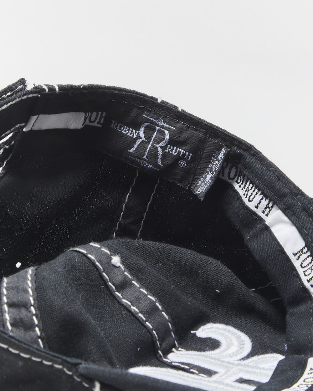 Vintage Y2K 00s Robin Roth Embroidered Contrast Stitch Diamante Embellished Velcro Baseball Cap - OS
