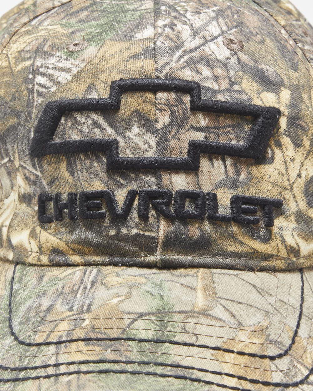 Vintage Y2K 00s GM Motors Chevrolet Realtree Camo Embroidered Signature Stretch Baseball Cap - L/XL