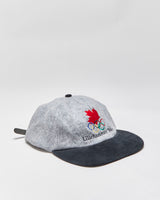 Vintage 1994 Team Canada Atlanta Olympics Lillehammer Embroidered Wool Blend Leather Strap Flat Brim Baseball Cap - OS