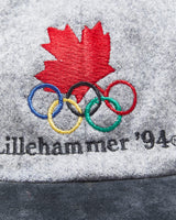 Vintage 1994 Team Canada Atlanta Olympics Lillehammer Embroidered Wool Blend Leather Strap Flat Brim Baseball Cap - OS