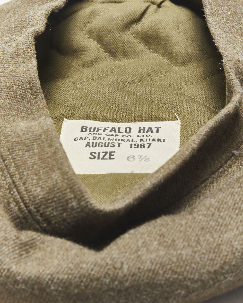 Vintage 1967 Buffalo Hat Khaki Wool Canadian Military Army Beret - 6 7/8