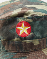 Vintage 1990s Estrella Embroidered Woodland Camo Canvas Army Bucket Hat - M/L