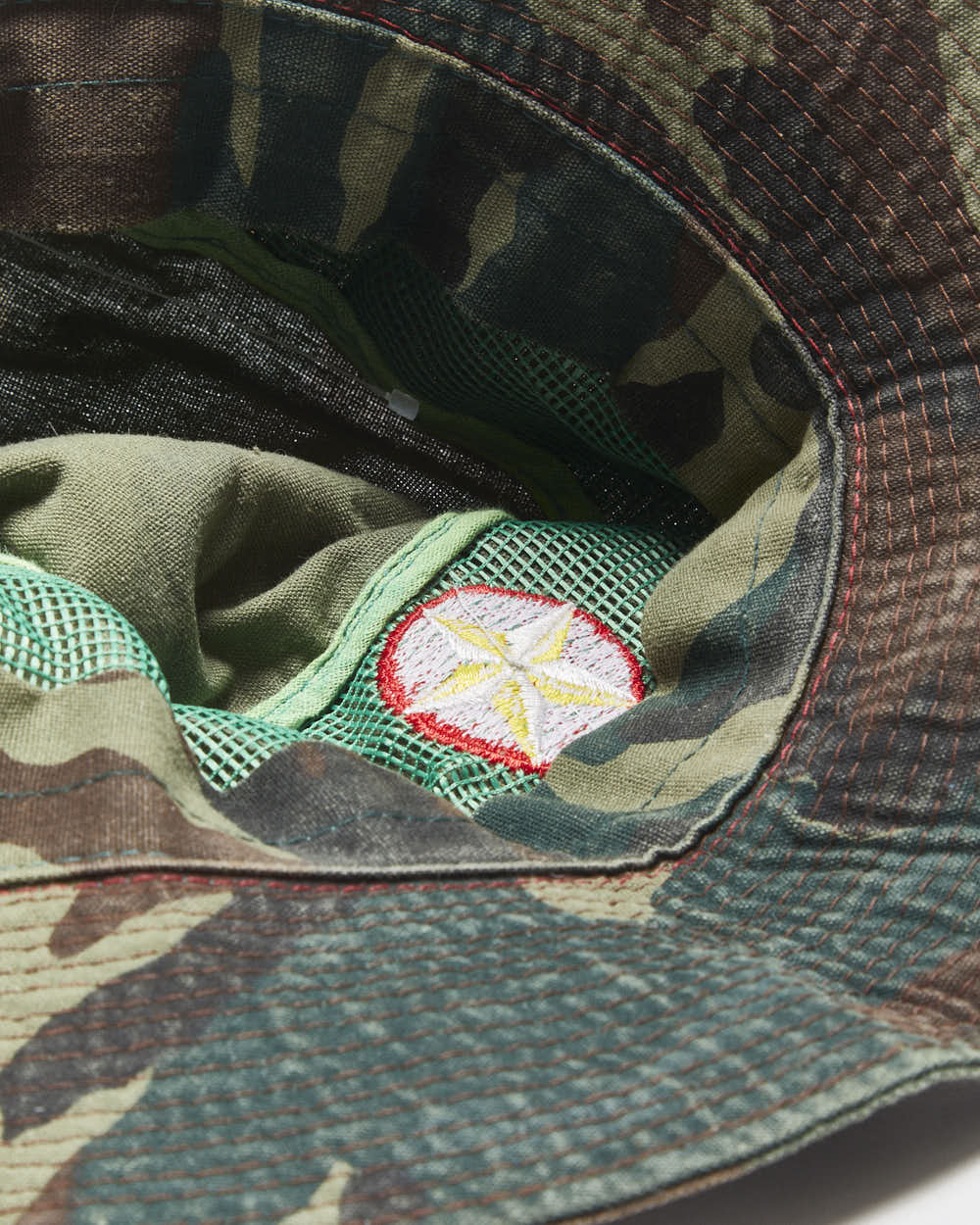 Vintage 1990s Estrella Embroidered Woodland Camo Canvas Army Bucket Hat - M/L