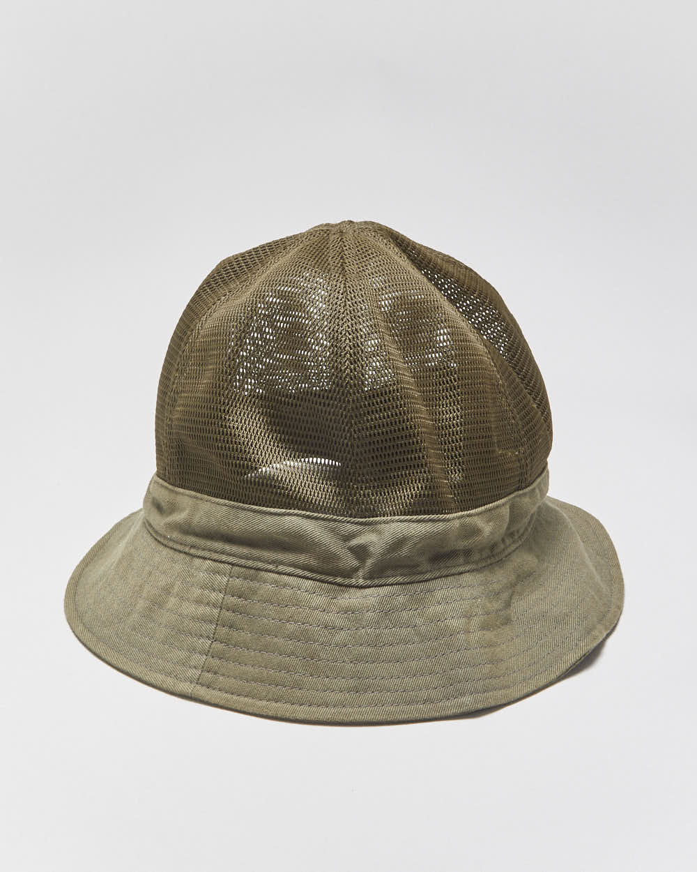 Vintage Stussy Khaki Canvas Mesh Utility Bucket Hat - L/XL