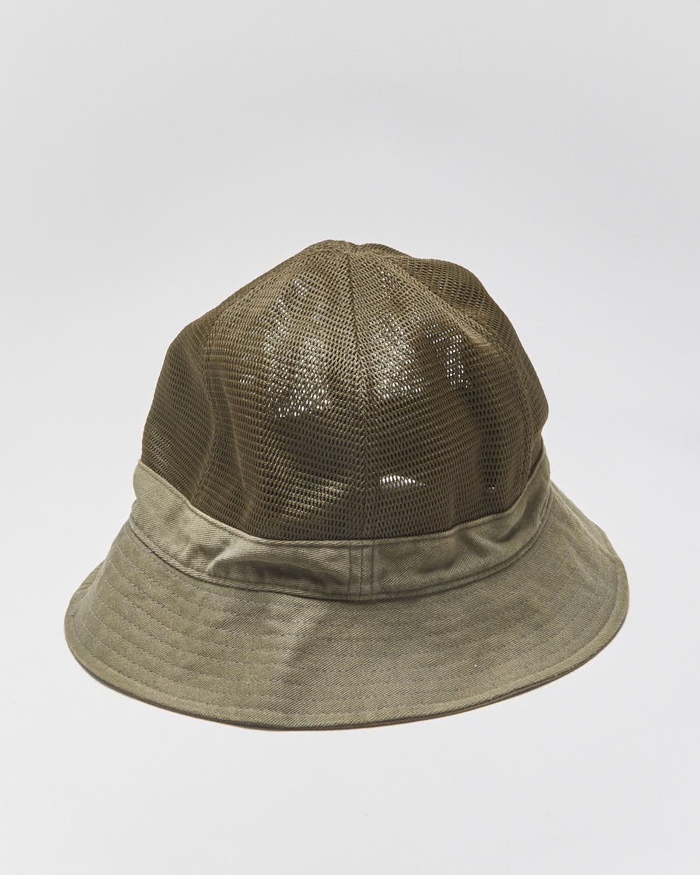 Vintage Stussy Khaki Canvas Mesh Utility Bucket Hat - L/XL