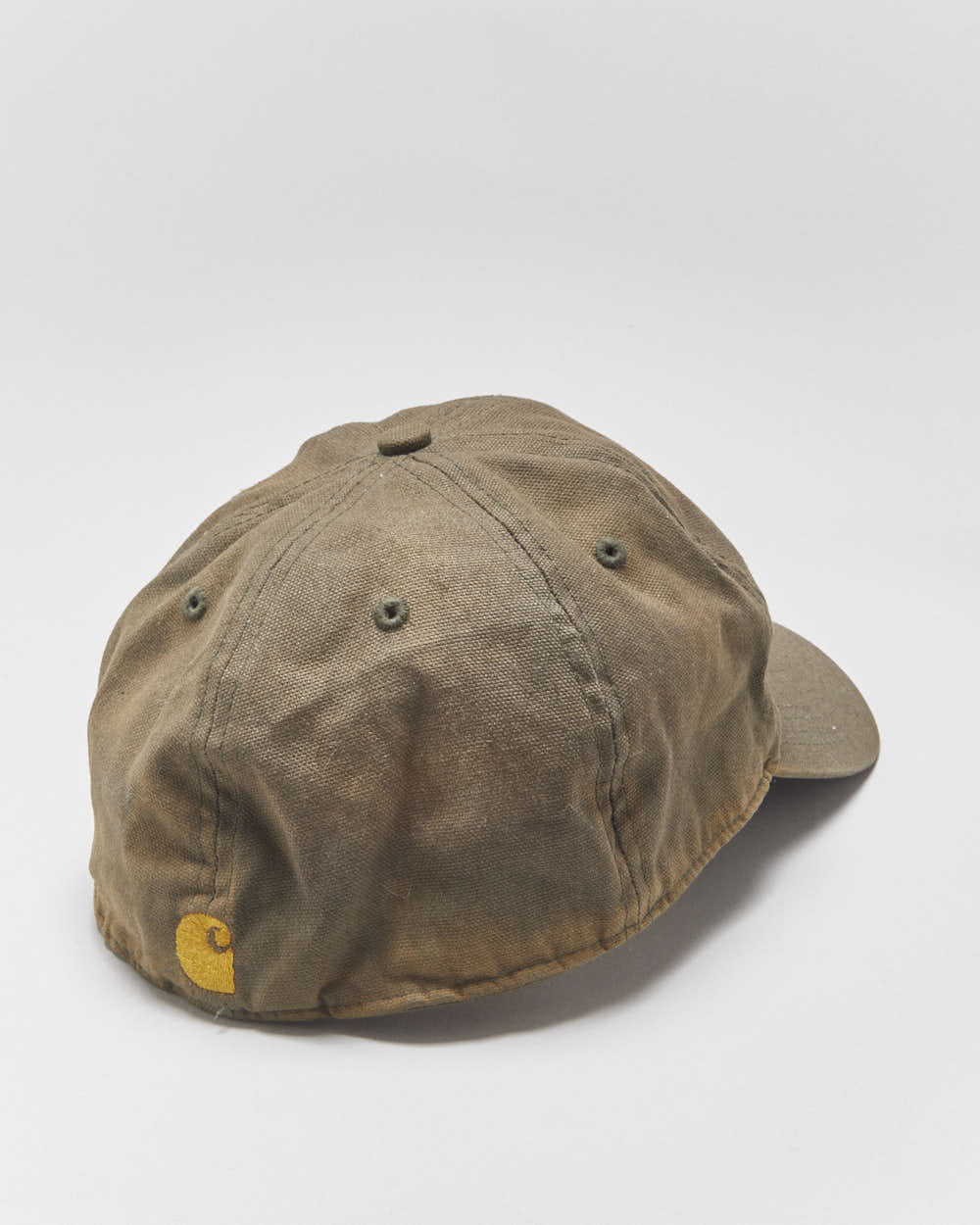 Vintage '06 Y2K Carhartt Khaki Distressed Duck Canvas Flex Fit Baseball Cap - L/XL