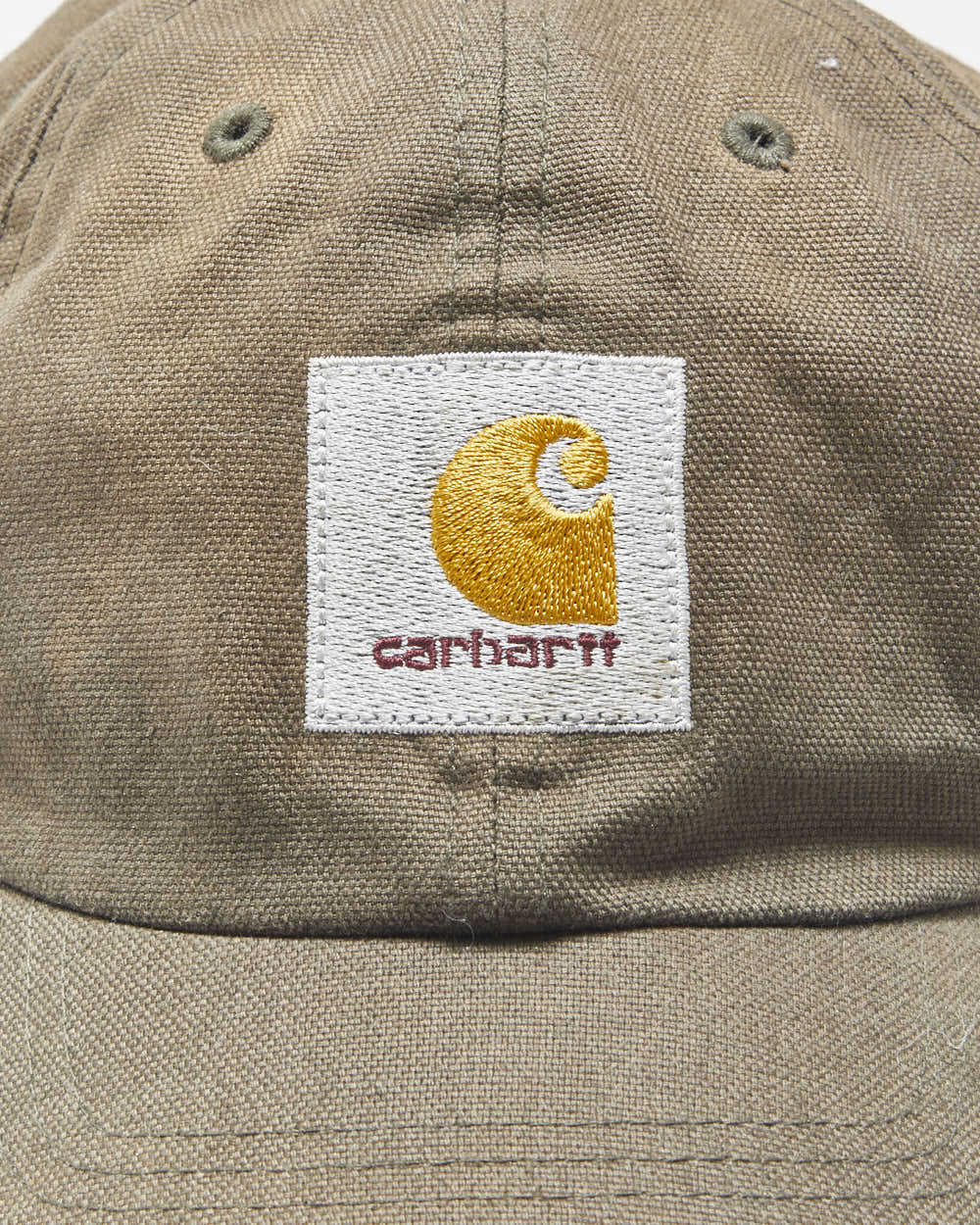 Vintage '06 Y2K Carhartt Khaki Distressed Duck Canvas Flex Fit Baseball Cap - L/XL