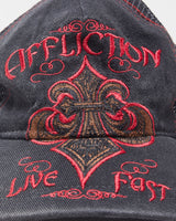 Vintage Y2K 00s Affliction 'Live Fast' Distressed Canvas Trucker Hat - OS