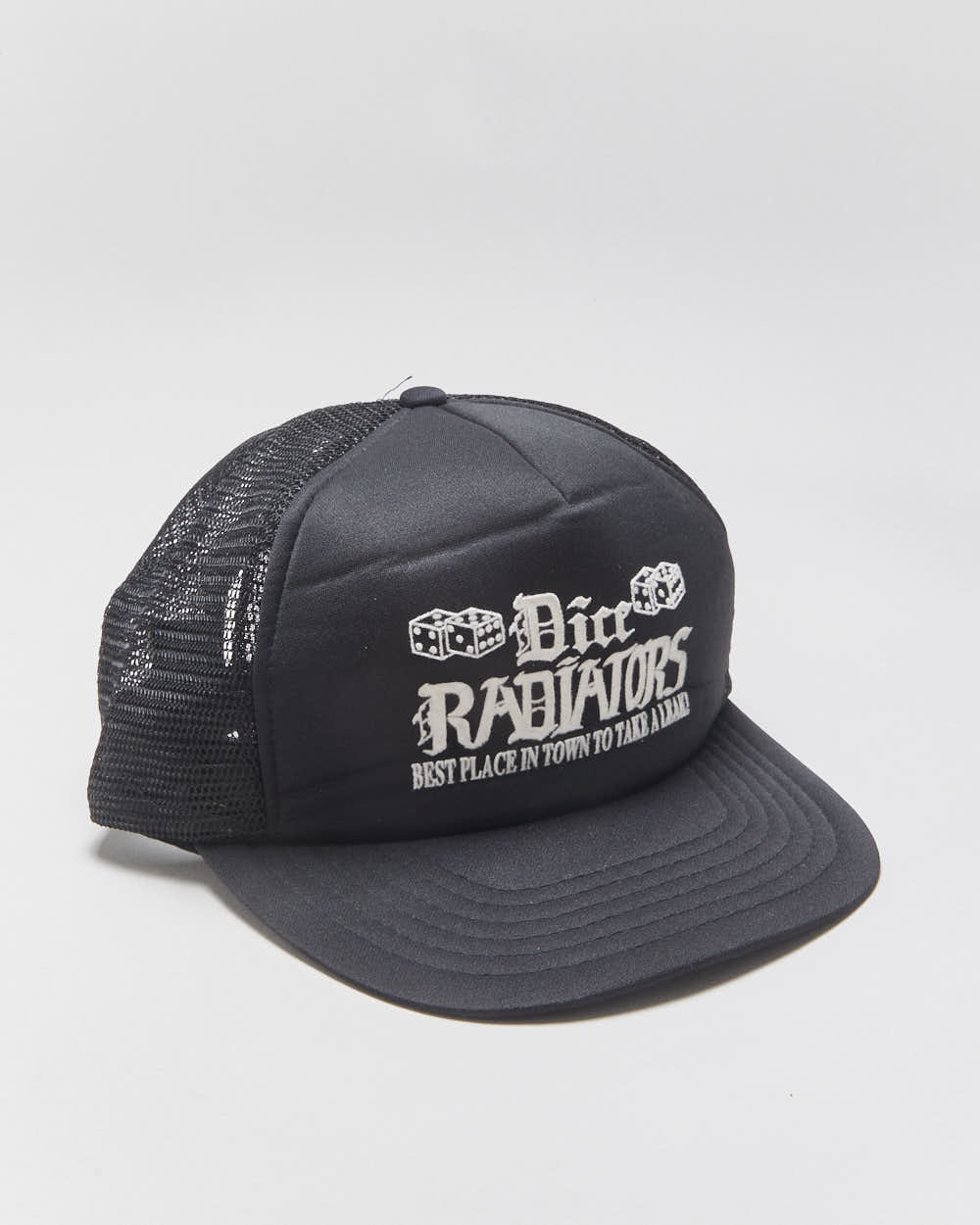 Vintage 1990s Dice Radiators Alberta Felt Logo Flat Brim Trucker Hat - OS