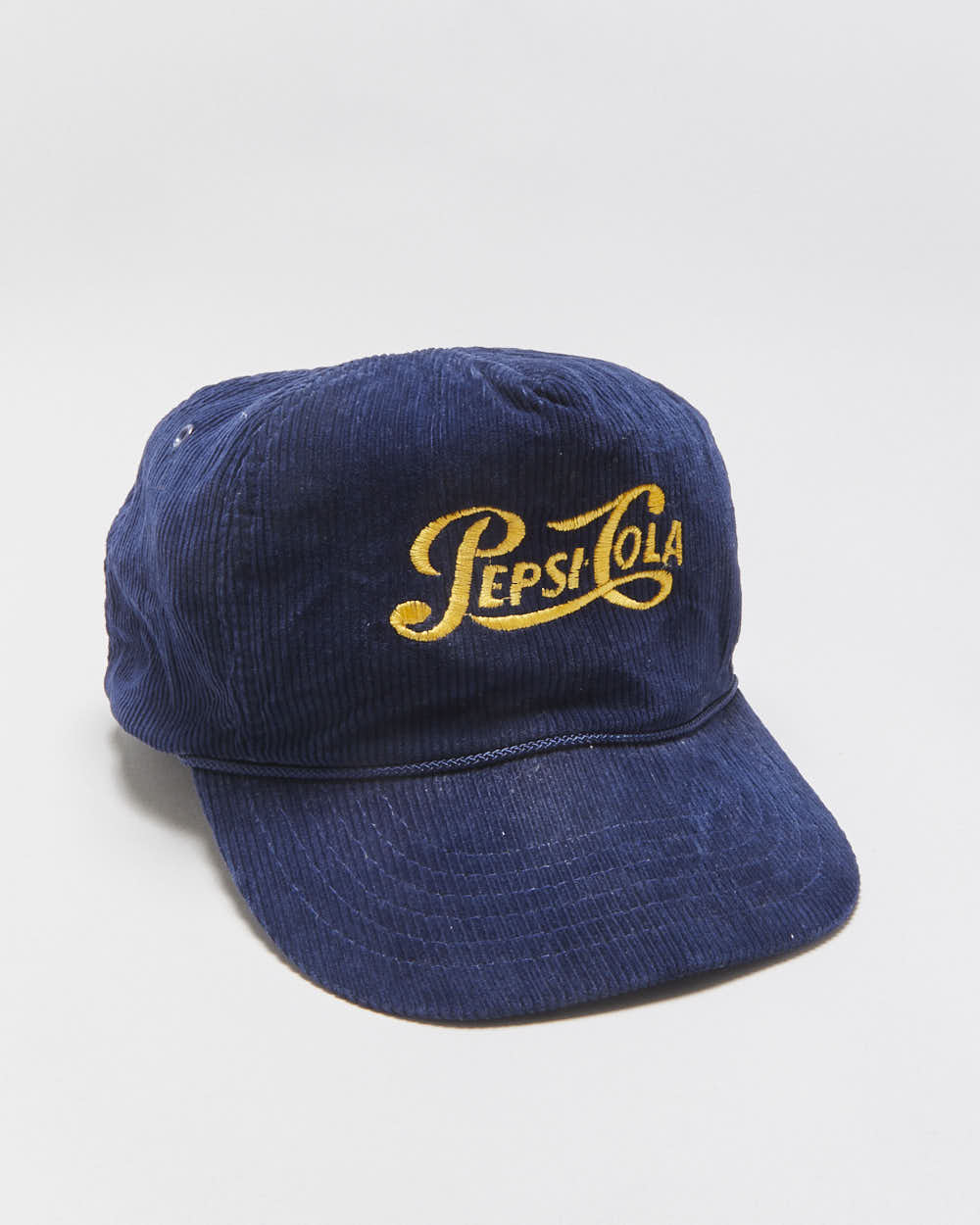 Vintage 1980s Pepsi-Cola Navy Embroidered Rope Peak Snapback Trucker Hat - OS