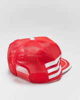 Vintage 1980s Canadian Firefighters Striped Patch Flat Brim Trucker Hat - OS
