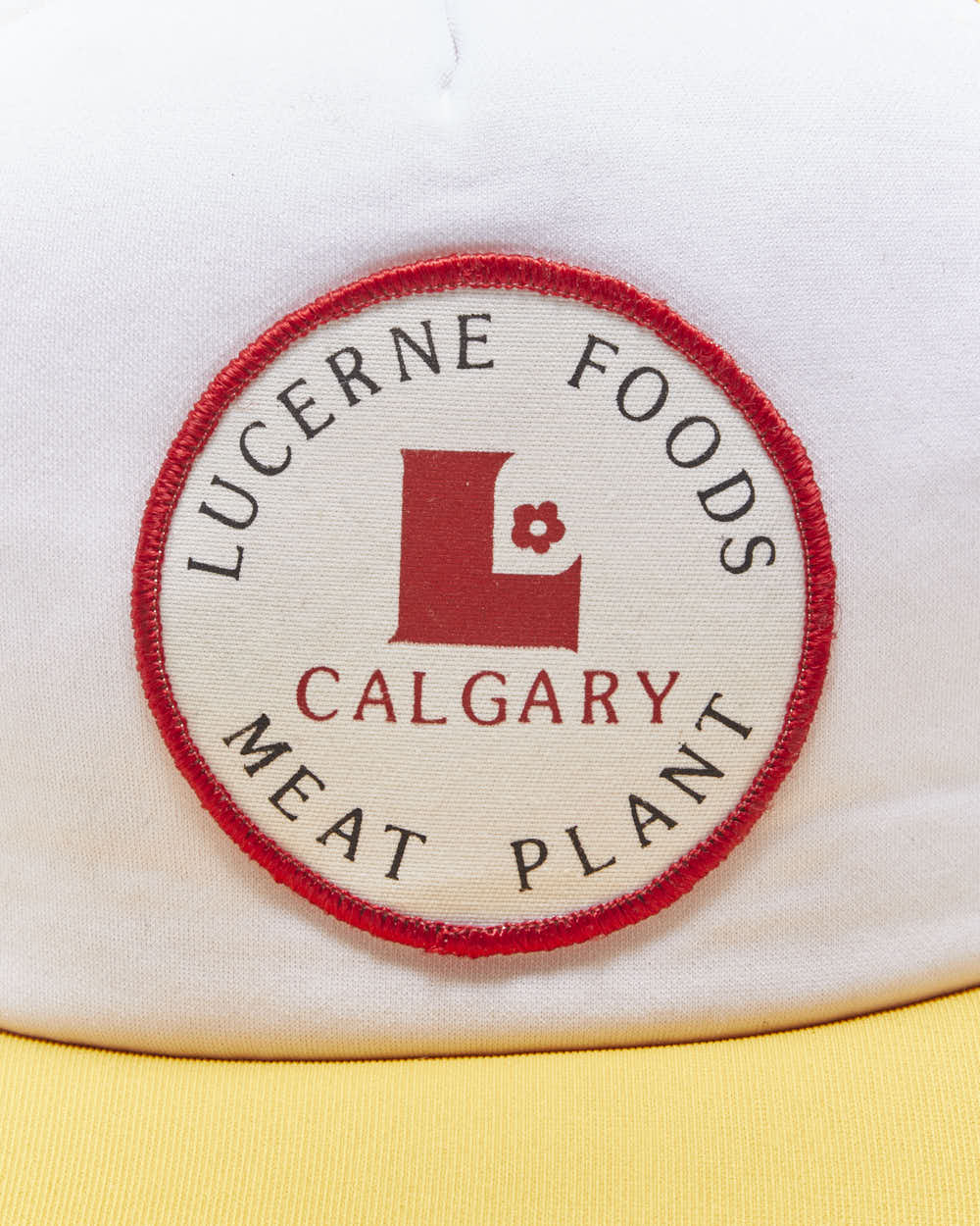 Vintage 1980s Lucerne Foods Calgary Striped Patch Flat Brim Trucker Hat - OS