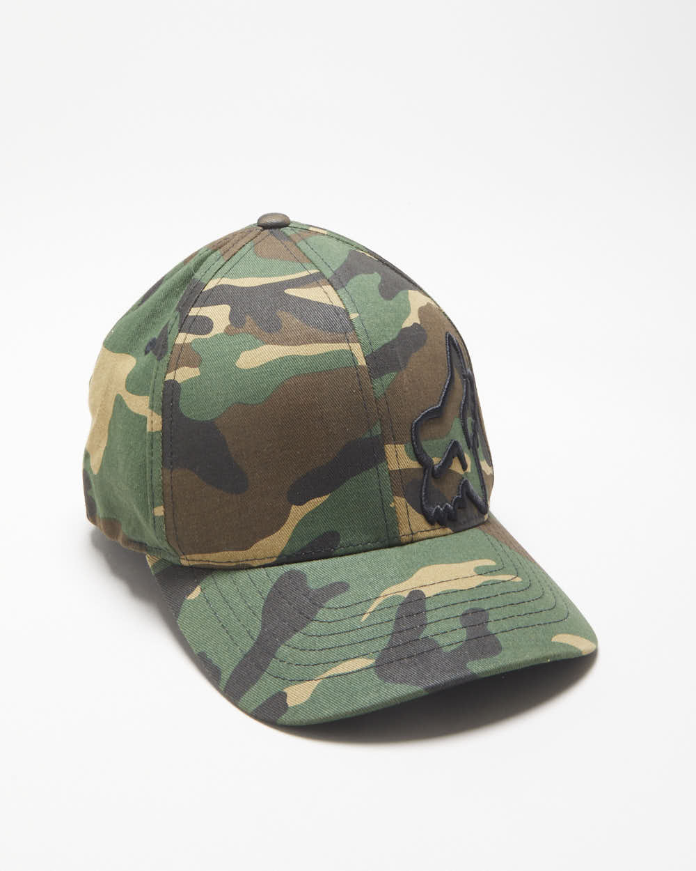 Vintage Fox Racing Woodland Camo Embroidered FlexFit Canvas Baseball Cap - L/XL