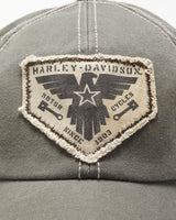 DS Vintage Harley Davidson Khaki Contrast Stitch Canvas Patch Aviator Baseball Cap - OS
