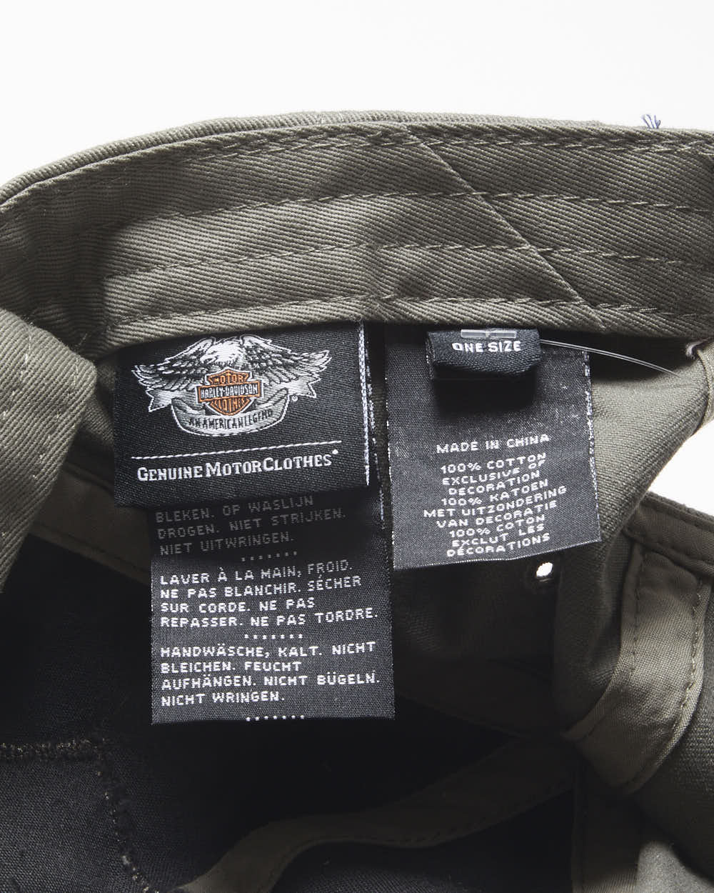 DS Vintage Harley Davidson Khaki Contrast Stitch Canvas Patch Aviator Baseball Cap - OS