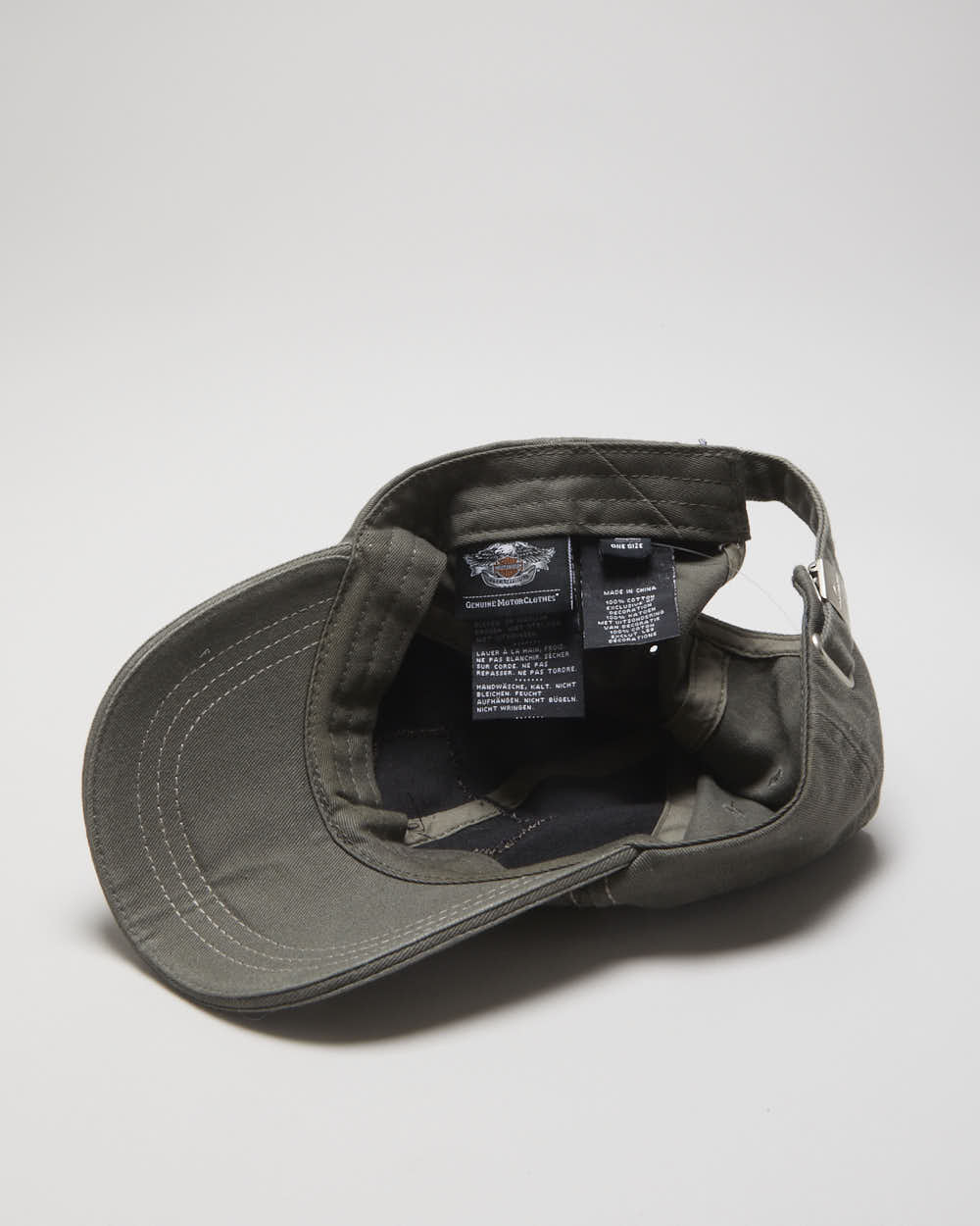 DS Vintage Harley Davidson Khaki Contrast Stitch Canvas Patch Aviator Baseball Cap - OS