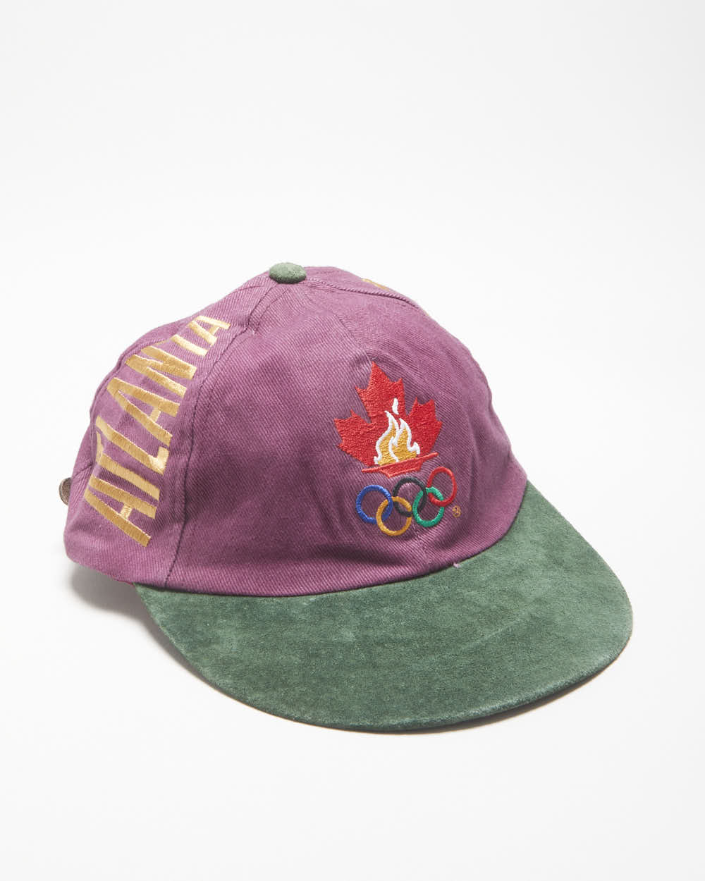 DS Vintage 1996 Atlanta Olympics Suede Paisley Flat Brim Leather Strap Baseball Cap - OS
