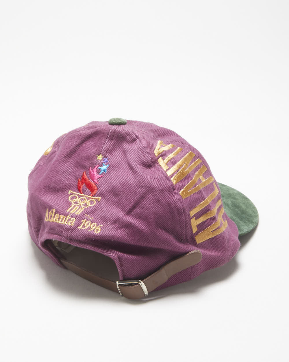 DS Vintage 1996 Atlanta Olympics Suede Paisley Flat Brim Leather Strap Baseball Cap - OS