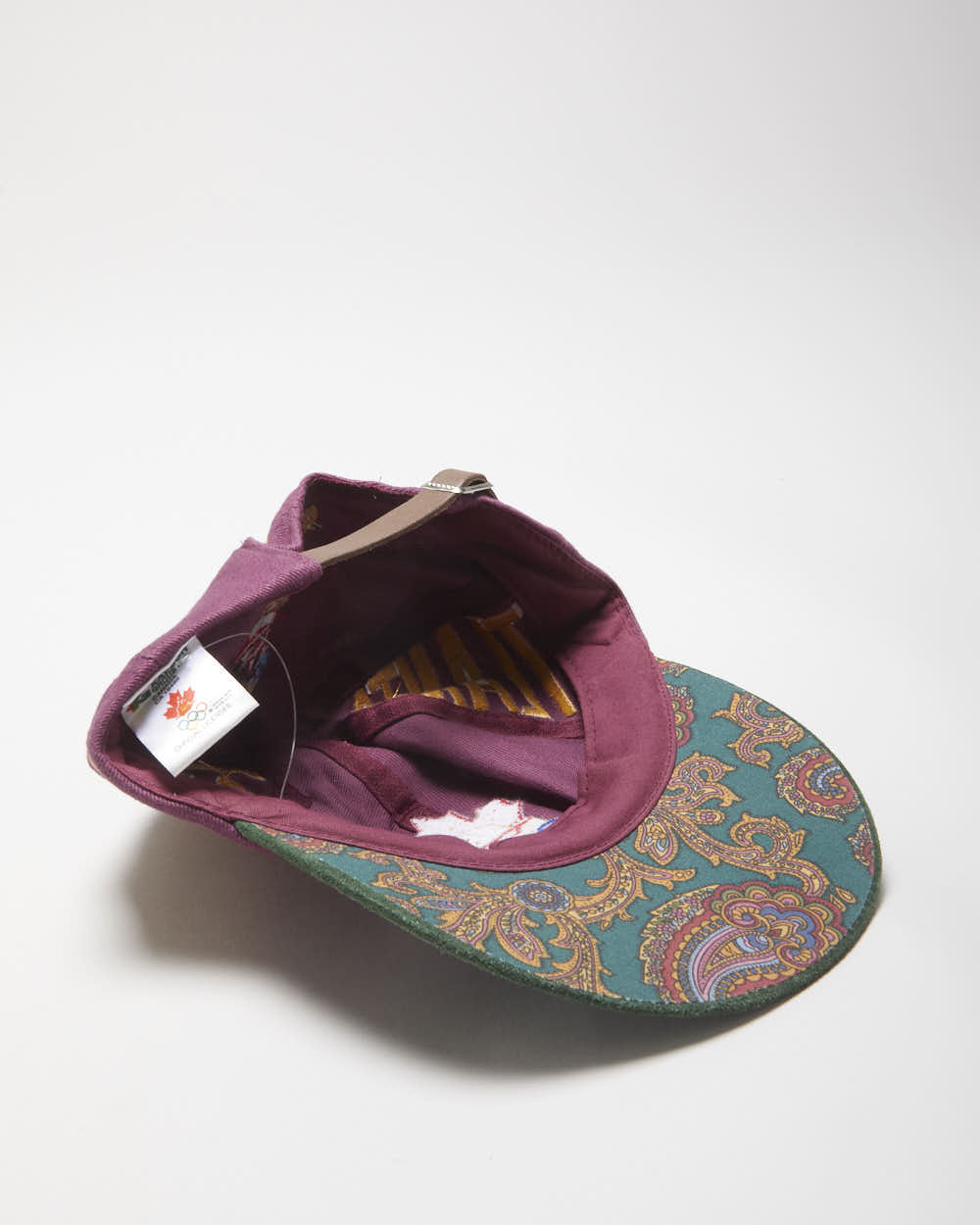 DS Vintage 1996 Atlanta Olympics Suede Paisley Flat Brim Leather Strap Baseball Cap - OS