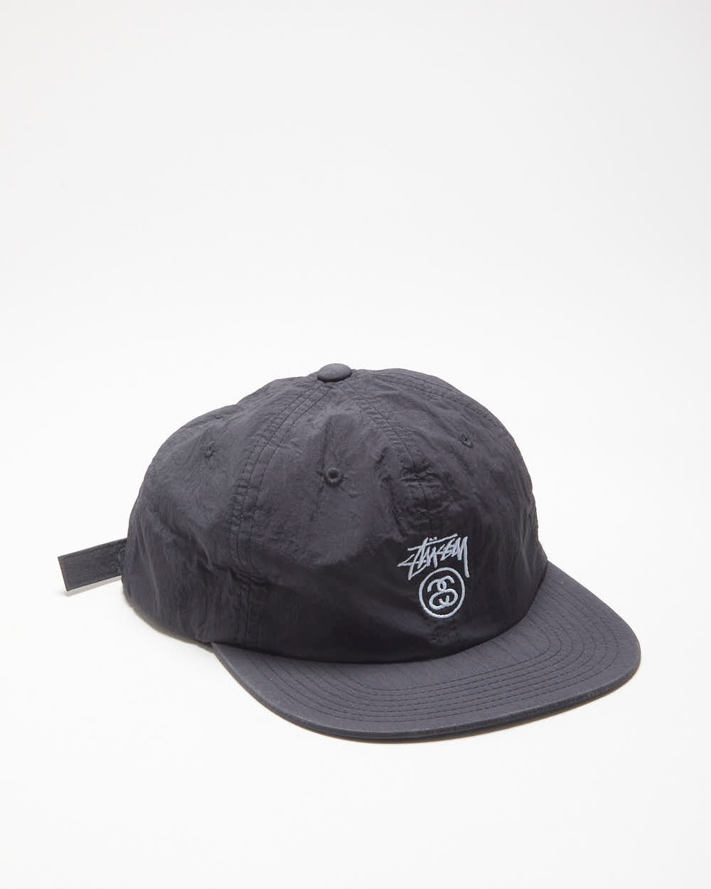 Vintage Stussy Smooth Shell Stock Logo Flat Brim Baseball Cap - OS