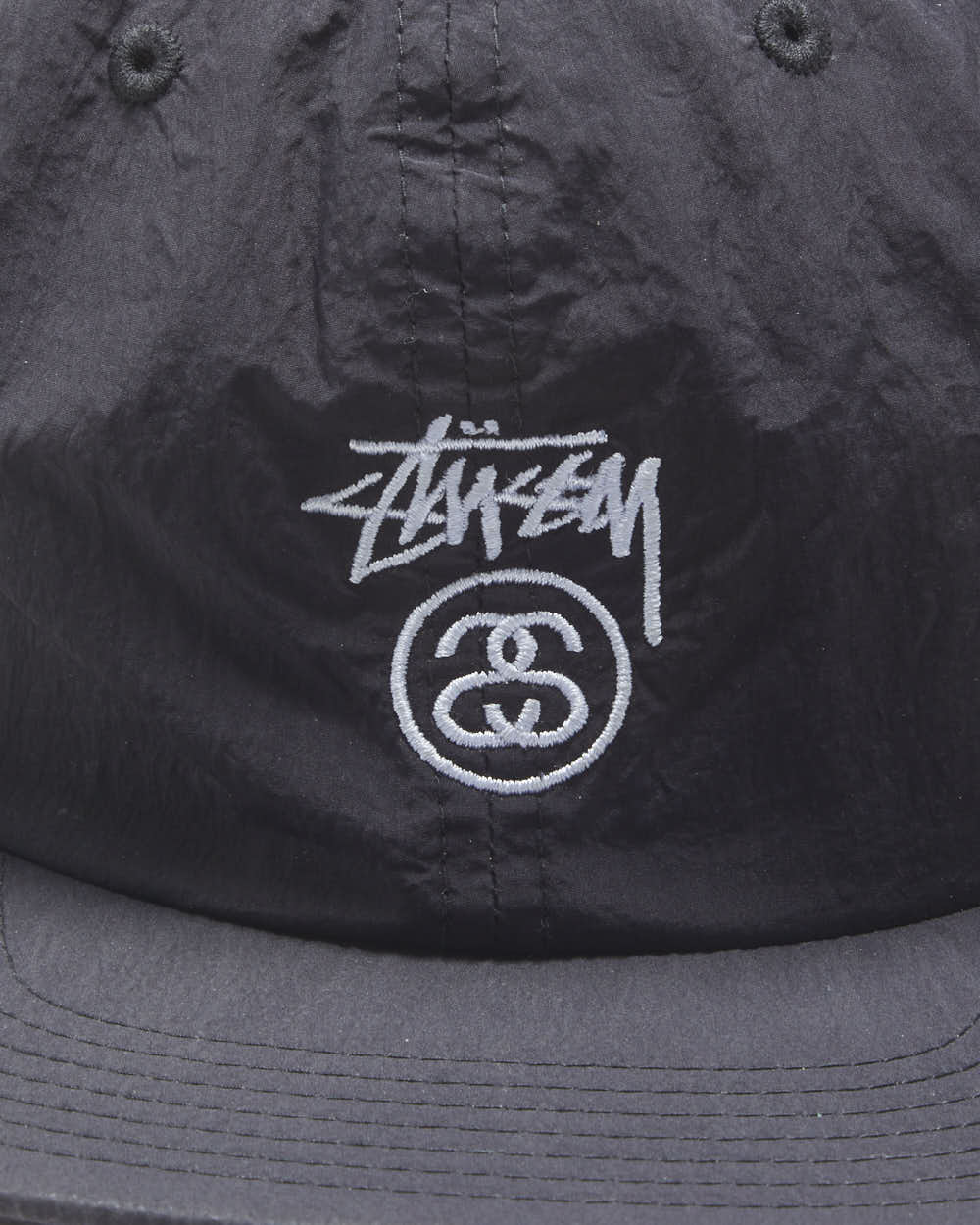 Vintage Stussy Smooth Shell Stock Logo Flat Brim Baseball Cap - OS
