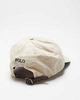Vintage Y2K 00s Polo Ralph Lauren Khaki Classic Chino Canvas Icon Leather Strap Baseball Cap - OS